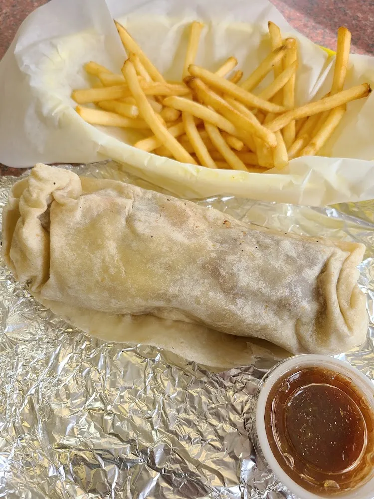 Steak Burrito with Rice and Beans